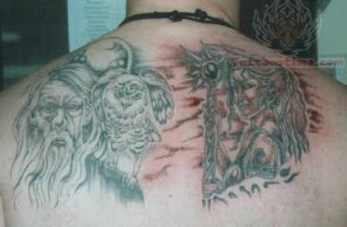 Owl With Warrior Tattoo