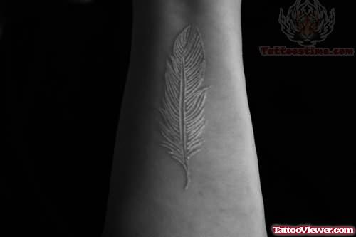 White Ink Feather Tattoo