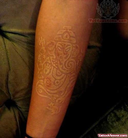 Ganesh White Ink Tattoo