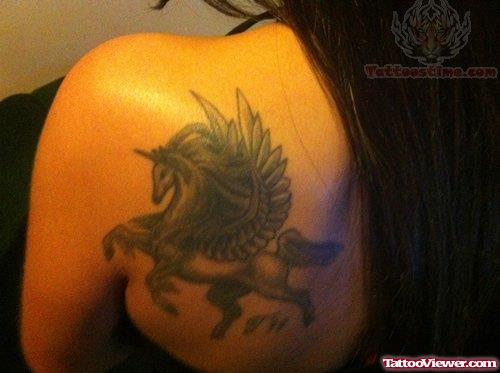 Back Shoulder Horse Tattoo For Girls