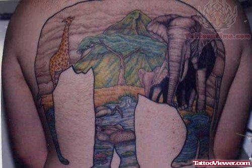 Color Wild Elephnat Tattoo