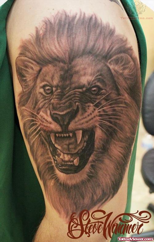 Angry Lion Wildlife Tattoo