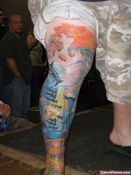 Wildlife Tattoo On Leg