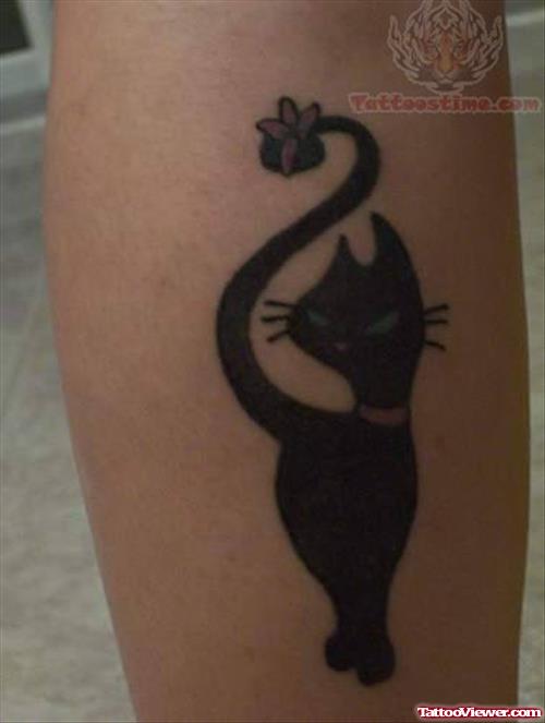 Wild Black Cat Tattoo