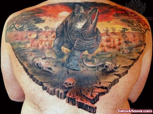Upper Back Wildlife Tattoo For Men