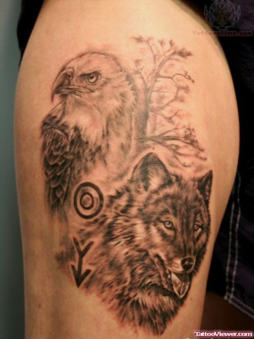 Wolf And Eagle Wildlife Tattoos