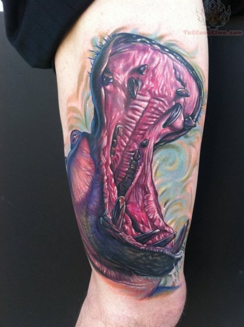Hippo Wildlife Tattoo