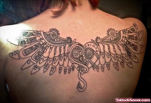 Cool Wings Tattoos On Girl Back