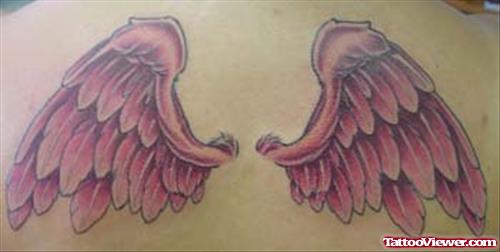 Awesome Red Ink Wings Tattoos