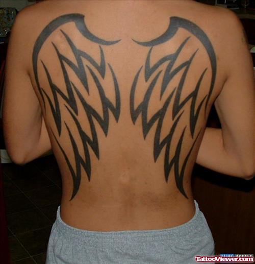 Tribal Angel Wings Tattoos on Back Body