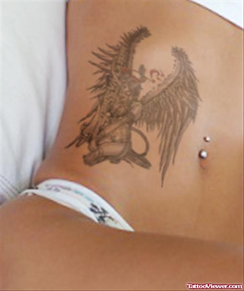 Wings Tattoo On Side Rib