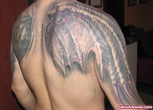 Wings Tattoos on Man Back Shoulders