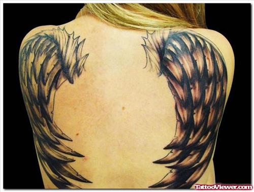 Girl BAck Body Wings Tattoo