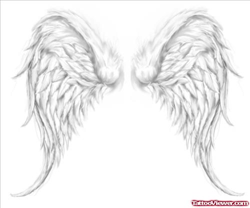 Grey Ink Angel Wings Tattoo Design