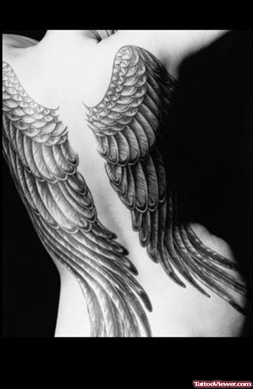 Back Body Wings Tattoos For Girls