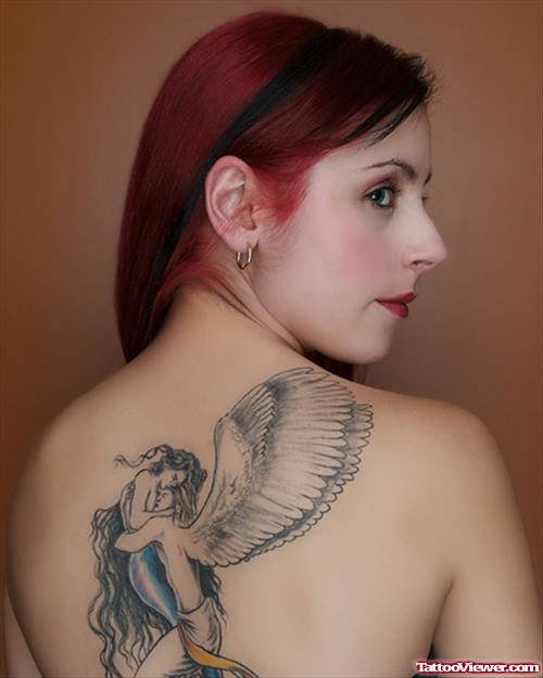 Love angel Wings Tattoo On BAck