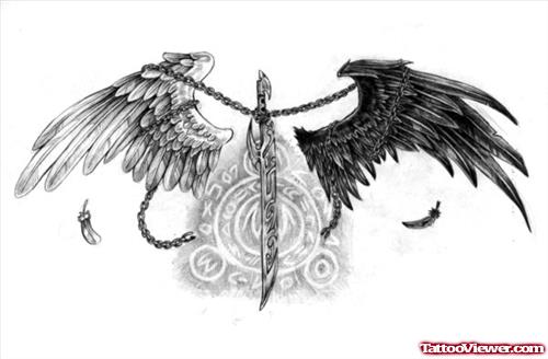 Angel And Demon Wings Tattoo