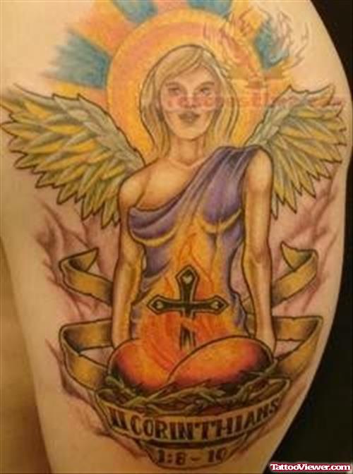 Colorful Angel Wings Tattoo