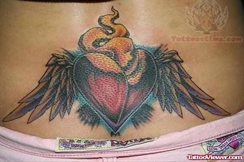 Colorful Wings Tattoo On Lower Back