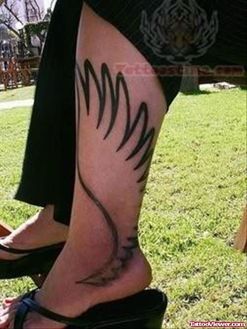 Wing Tattoo On Leg