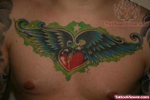 Wings Tattoo On Chest