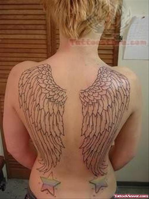 Trendy Wings Tattoo For Back