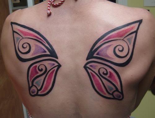 Quality Butterfly Wings Tattoo On Back