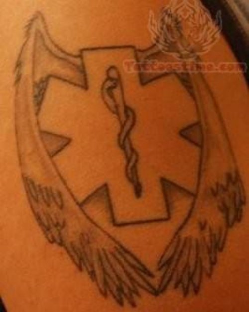 Heart Wings Tattoos On Muscle