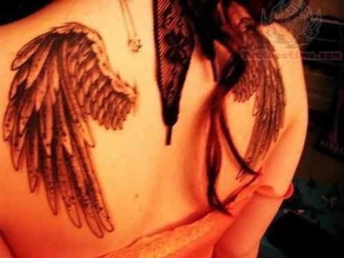Awesome Wings Tattoos On Back Shoulder