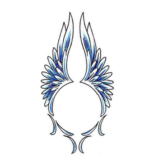 Blue Angel Wings Tattoo Design