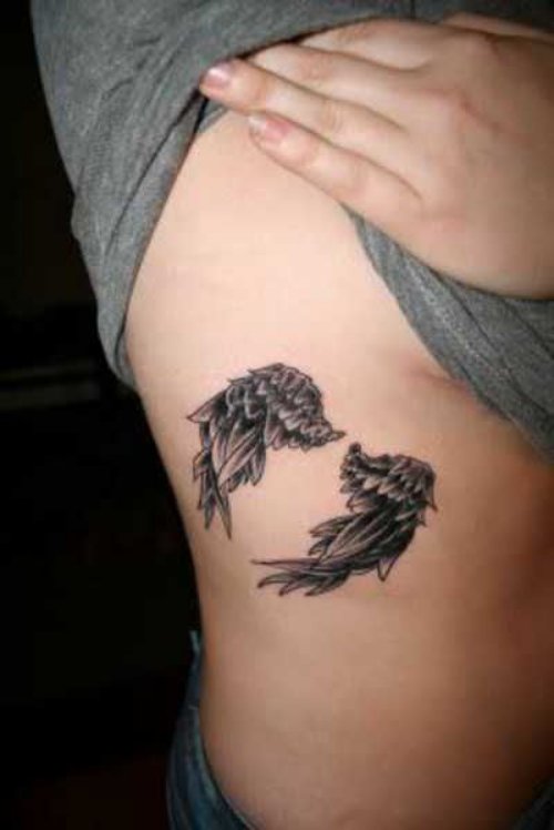 Rib Side Wings Tattoo