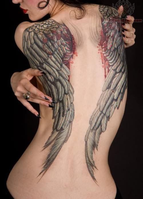 Large Wings Tattoos For Girls