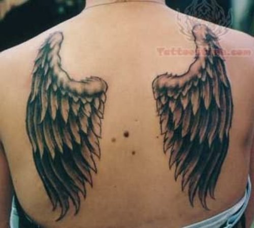 Angel Wings Tattoos On Upper Back