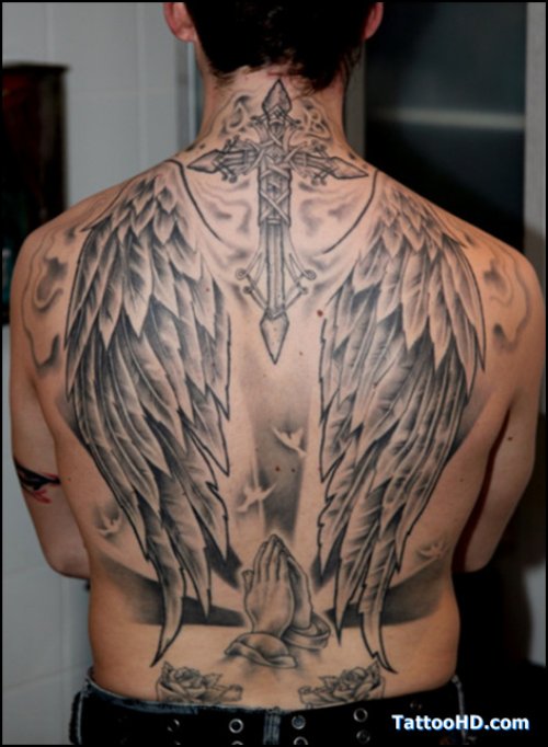 Wings Tattoo On BAck Body
