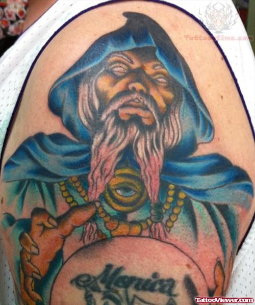 Beautiful Wizard Tattoo On Muscles