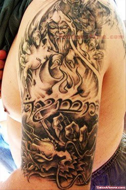 Half Sleeve Wizard Tattoo