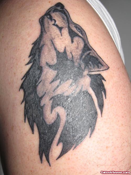 Tribal Howling Wolf Head Tattoo