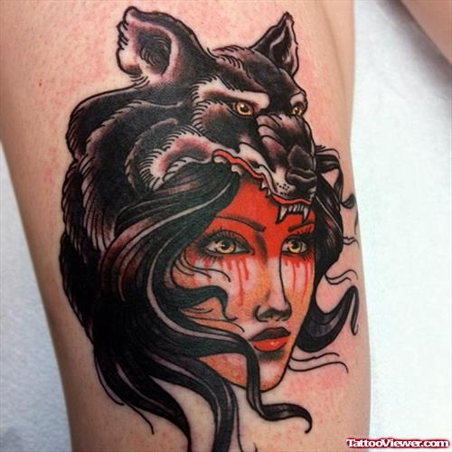 Taditional Gypsy Wolf Tattoo