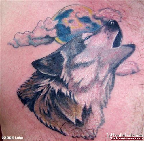 Beautiful Howling Wolf Head Tattoo