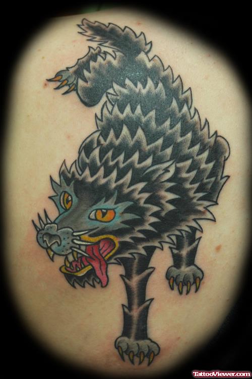 Black Ink Wolf Tattoo Design