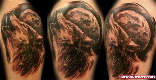 Grey Ink Wolf Head Tattoos Designs