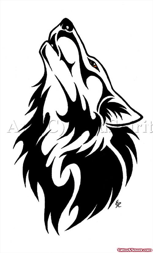 Best Black Tribal Wolf Tattoo Design