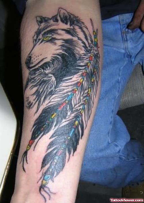 Indian Wolf Tattoo On Arm