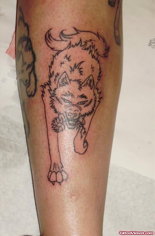 Wolf Tattoo For Leg