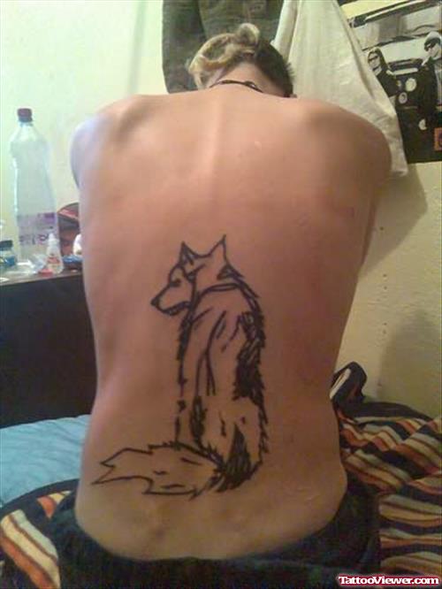 Standing Wolf Tattoo On Back