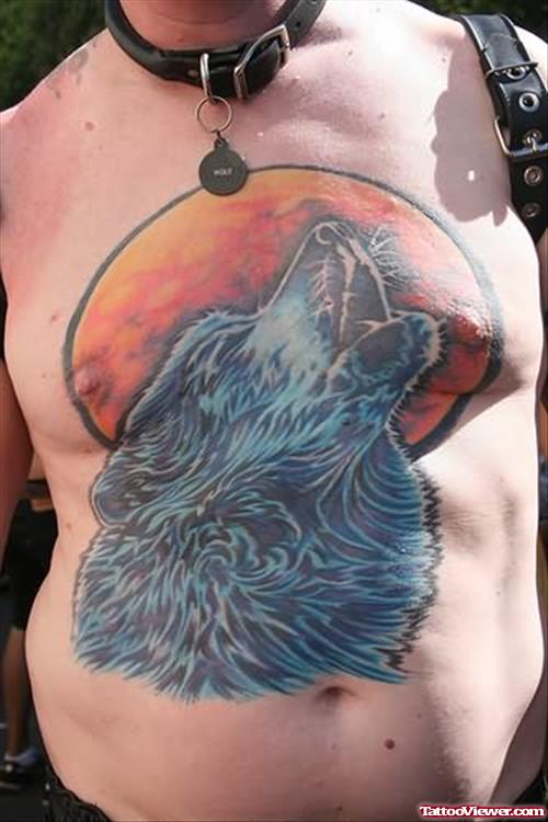Howling Wolf Tattoo On Front