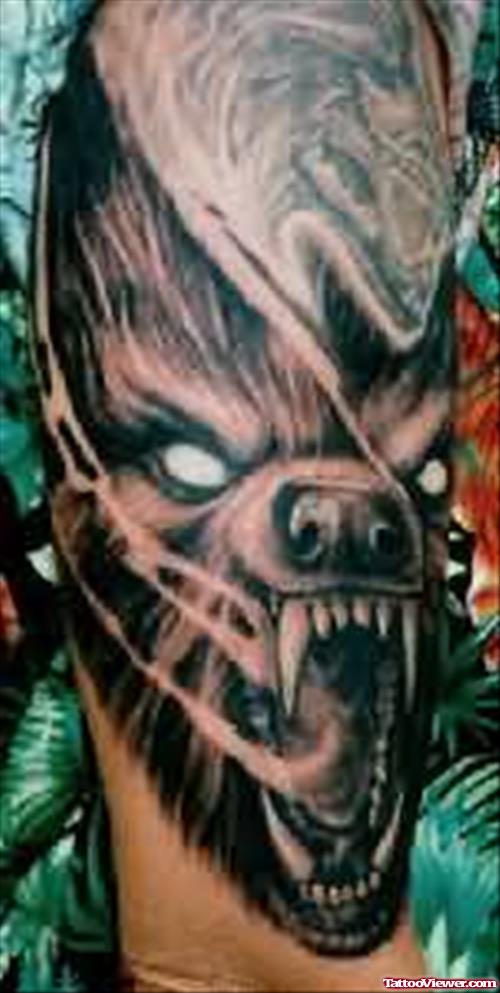 Horror Wolf Tattoo