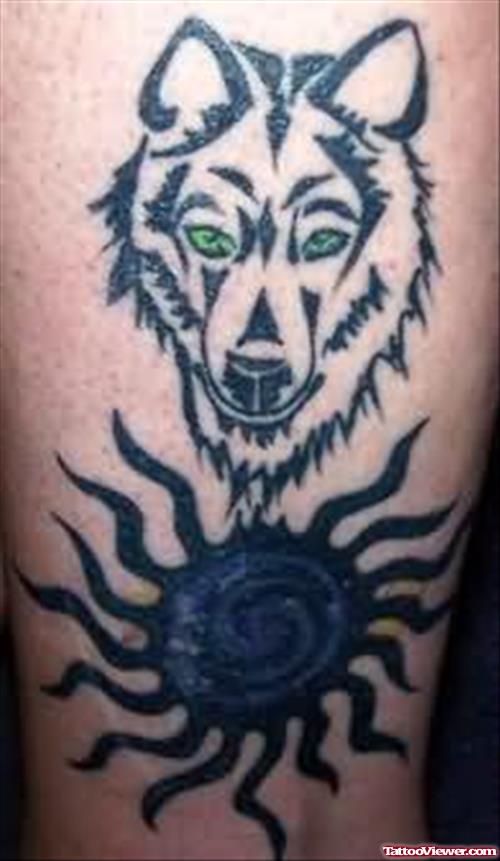 Tattoo of Wolf And Sun