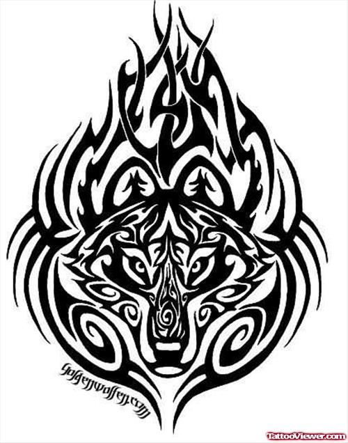 Tribal Wolf Designing Tattoo