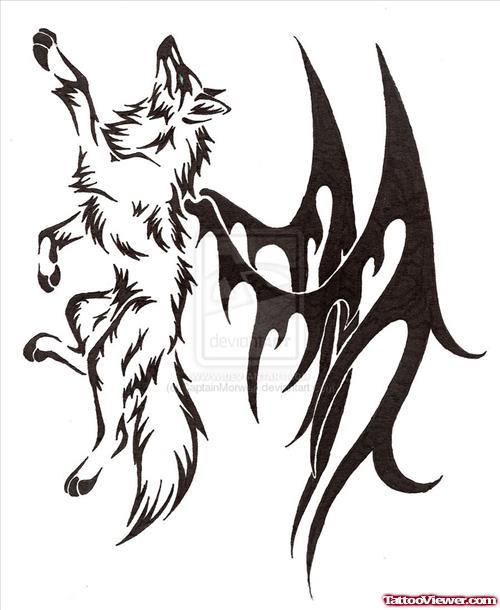 Winged Wolf Tattoo